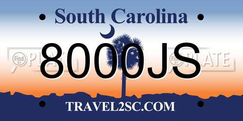 8000JS South Carolina License Plate