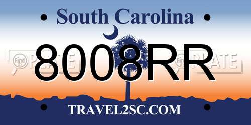8008RR South Carolina License Plate