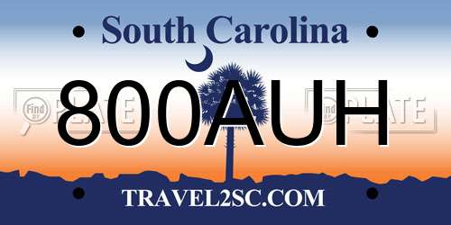800AUH South Carolina License Plate