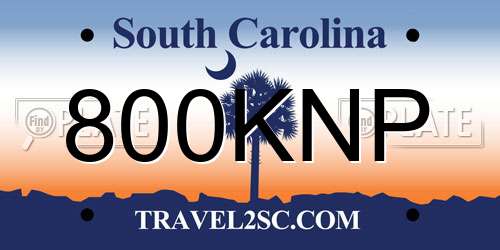 800KNP South Carolina License Plate