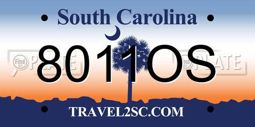 8011OS South Carolina License Plate