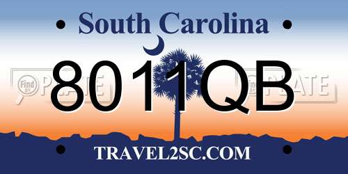 8011QB South Carolina License Plate