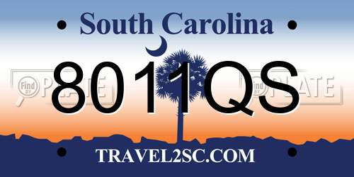 8011QS South Carolina License Plate