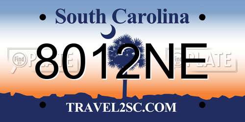8012NE South Carolina License Plate