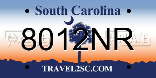 8012NR South Carolina License Plate