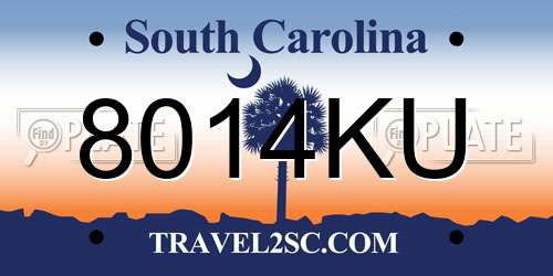8014KU South Carolina License Plate
