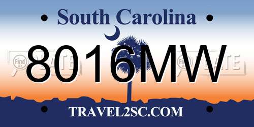 8016MW South Carolina License Plate
