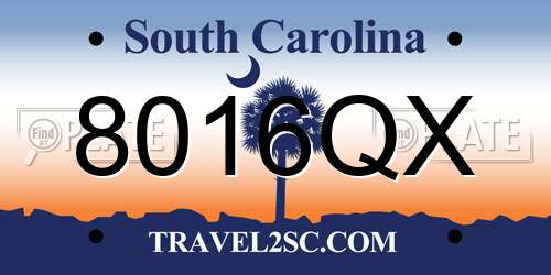 8016QX South Carolina License Plate