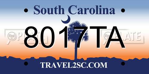 8017TA South Carolina License Plate