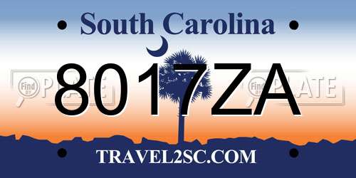 8017ZA South Carolina License Plate