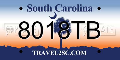 8018TB South Carolina License Plate