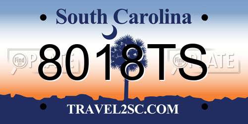 8018TS South Carolina License Plate