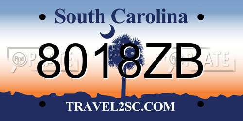 8018ZB South Carolina License Plate