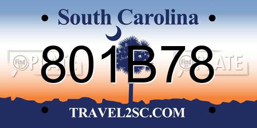 801B78 South Carolina License Plate