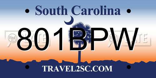 801BPW South Carolina License Plate