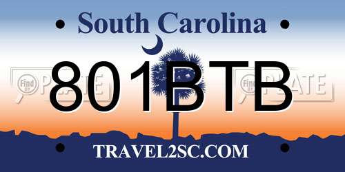 801BTB South Carolina License Plate