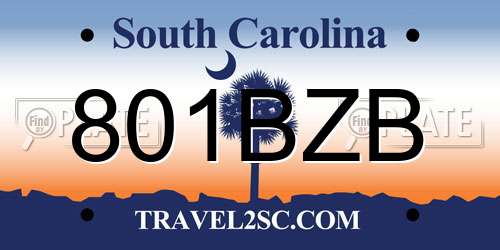 801BZB South Carolina License Plate