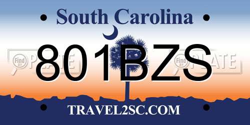 801BZS South Carolina License Plate