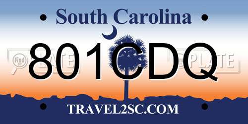 801CDQ South Carolina License Plate