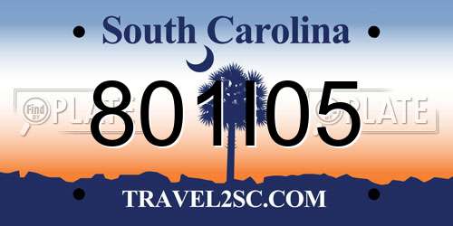 801I05 South Carolina License Plate