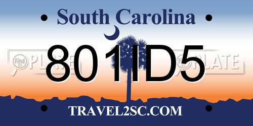 801ID5 South Carolina License Plate