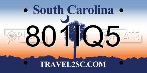 801IQ5 South Carolina License Plate