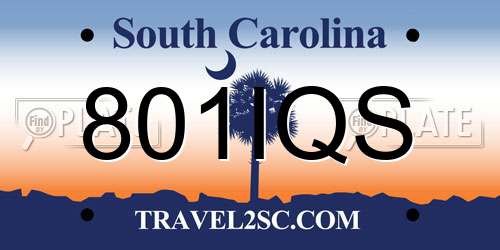 801IQS South Carolina License Plate