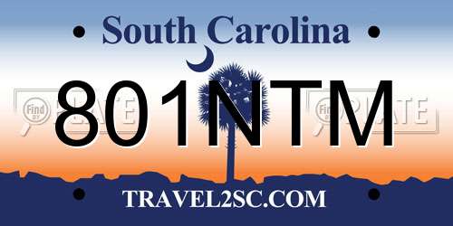 801NTM South Carolina License Plate