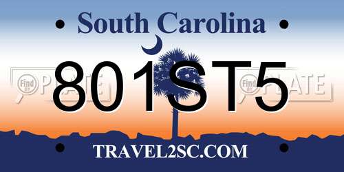 801ST5 South Carolina License Plate