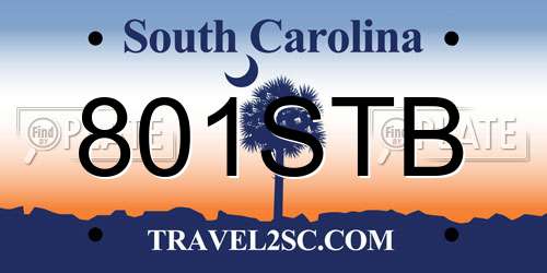 801STB South Carolina License Plate