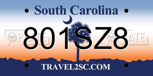 801SZ8 South Carolina License Plate