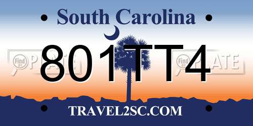 801TT4 South Carolina License Plate
