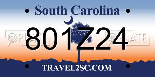 801Z24 South Carolina License Plate