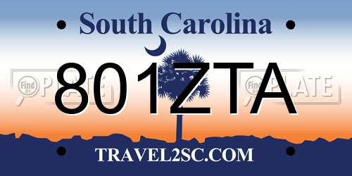 801ZTA South Carolina License Plate