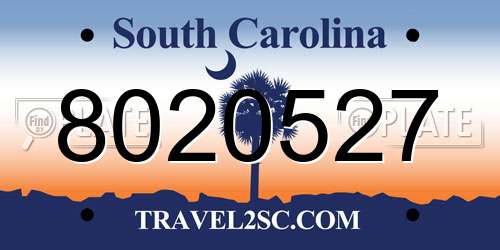 8020527 South Carolina License Plate