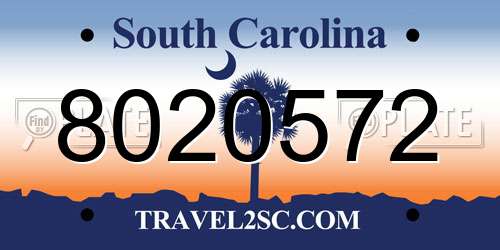 8020572 South Carolina License Plate