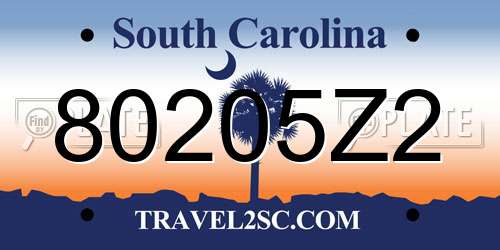80205Z2 South Carolina License Plate