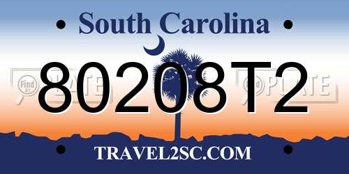 80208T2 South Carolina License Plate