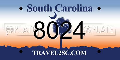 8024 South Carolina License Plate