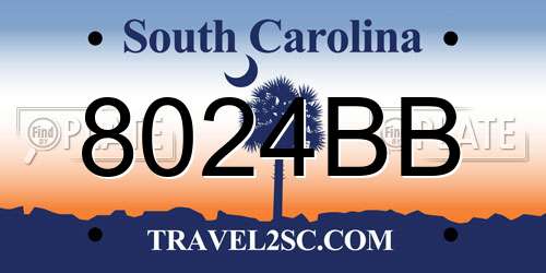 8024BB South Carolina License Plate