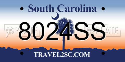 8024SS South Carolina License Plate