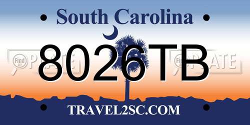 8026TB South Carolina License Plate