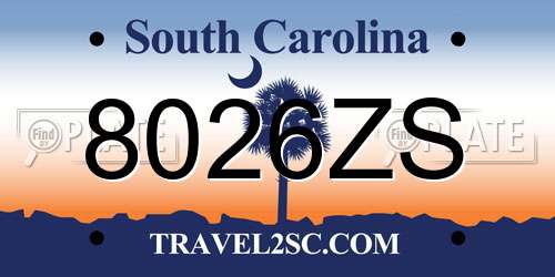 8026ZS South Carolina License Plate