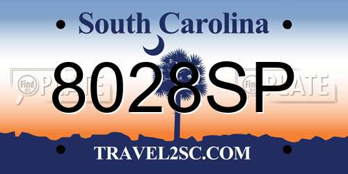 8028SP South Carolina License Plate