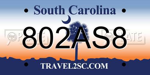 802AS8 South Carolina License Plate