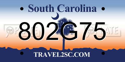 802G75 South Carolina License Plate