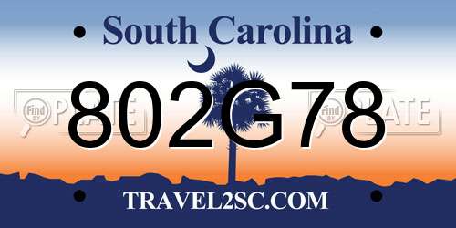 802G78 South Carolina License Plate