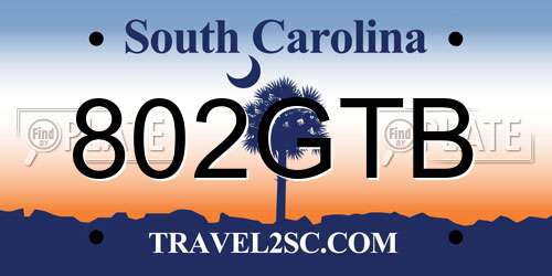 802GTB South Carolina License Plate