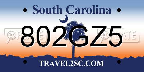 802GZ5 South Carolina License Plate