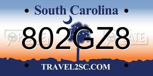 802GZ8 South Carolina License Plate